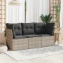 Gartensofa-Set, 3-teilig, mit grauen Kissen aus synthetischem Rattan von , Gartensets - Ref: Foro24-3249051, Preis: 250,64 €,...