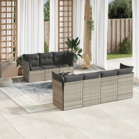 Garden sofa set 8 pieces and gray synthetic rattan cushions by , Garden sets - Ref: Foro24-3249121, Price: 614,44 €, Discount: %