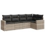 Gartensofa-Set und Kissen, 5-teilig, aus hellem grauem Kunststoff-Rattan. von , Modulare Sofas für den Außenbereich - Ref: Fo...