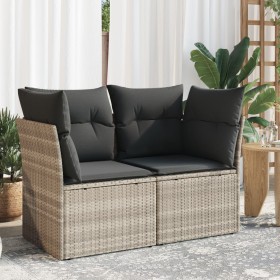 Garden sofa with cushions, 2 seats, light gray synthetic rattan by , Outdoor sofas - Ref: Foro24-366192, Price: 180,99 €, Dis...