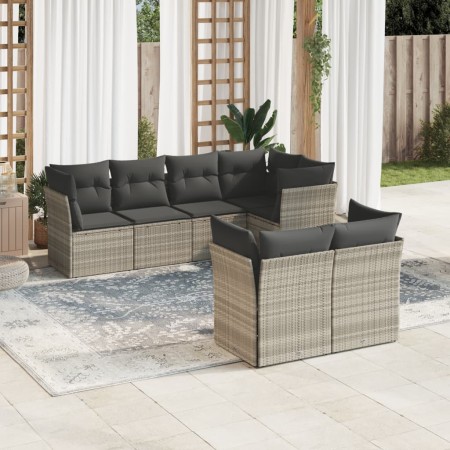 Garden sofa set 7 pieces with light gray PE rattan cushions by , Garden sets - Ref: Foro24-3249741, Price: 576,58 €, Discount: %