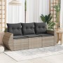 Gartensofa-Set, 3-teilig, mit grauen Kissen aus synthetischem Rattan von , Gartensets - Ref: Foro24-3221061, Preis: 250,99 €,...