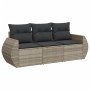 Gartensofa-Set, 3-teilig, mit grauen Kissen aus synthetischem Rattan von , Gartensets - Ref: Foro24-3221061, Preis: 250,99 €,...