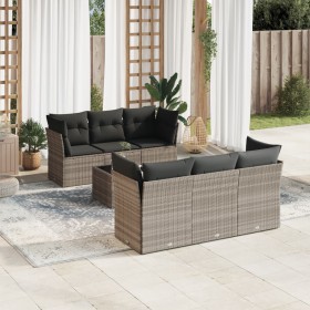 Garden sofa set 7 pieces with light gray PE rattan cushions by , Garden sets - Ref: Foro24-3217262, Price: 526,48 €, Discount: %