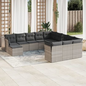 Garden sofa set 12 pieces and gray synthetic rattan cushions by , Garden sets - Ref: Foro24-3250471, Price: 947,99 €, Discoun...