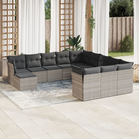 Garden sofa set 12 pieces and gray synthetic rattan cushions by , Garden sets - Ref: Foro24-3250471, Price: 950,81 €, Discoun...