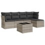 Garden sofa set 6 pieces and gray synthetic rattan cushions by , Garden sets - Ref: Foro24-3217572, Price: 407,99 €, Discount: %