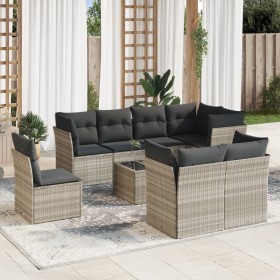 Garden furniture set 9 pieces and light gray synthetic rattan cushions by , Garden sets - Ref: Foro24-3249781, Price: 703,70 ...