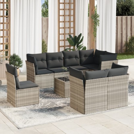 Garden furniture set 9 pieces and light gray synthetic rattan cushions by , Garden sets - Ref: Foro24-3249781, Price: 703,70 ...