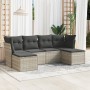 Garden sofa set 6 pieces and gray synthetic rattan cushions by , Garden sets - Ref: Foro24-3249851, Price: 426,67 €, Discount: %