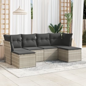 Garden sofa set 6 pieces and gray synthetic rattan cushions by , Garden sets - Ref: Foro24-3249851, Price: 424,53 €, Discount: %