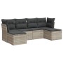 Garden sofa set 6 pieces and gray synthetic rattan cushions by , Garden sets - Ref: Foro24-3249851, Price: 426,67 €, Discount: %