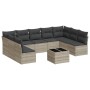 Gartensofa-Set, 10-teilig, mit Kissen, aus hellem grauen Kunststoff-Rattan. von , Gartensets - Ref: Foro24-3249921, Preis: 70...