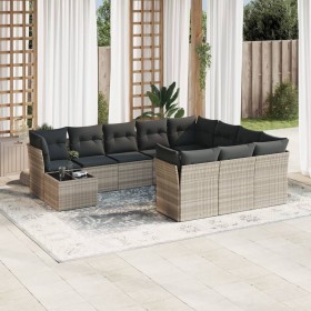 Garden sofa set 11 pieces and gray synthetic rattan cushions by , Garden sets - Ref: Foro24-3250101, Price: 821,63 €, Discoun...