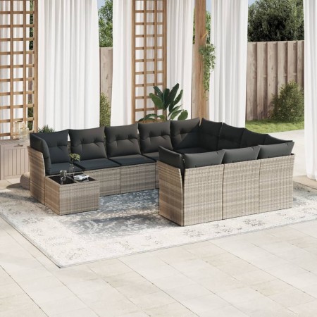 Gartensofagarnitur 11-teilig mit grauen Polstern aus synthetischem Rattan von , Gartensets - Ref: Foro24-3250101, Preis: 821,...