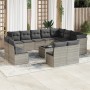 Set of garden sofas with 13 pieces of gray synthetic rattan cushions by , Garden sets - Ref: Foro24-3250321, Price: 988,35 €,...