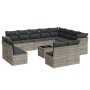 Set of garden sofas with 13 pieces of gray synthetic rattan cushions by , Garden sets - Ref: Foro24-3250321, Price: 988,35 €,...