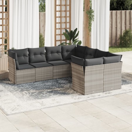 Gartensofa-Set, 8-teilig, mit grauen Kissen aus synthetischem Rattan von , Gartensets - Ref: Foro24-3250431, Preis: 623,15 €,...