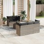 Garden sofa set 6 pieces and gray synthetic rattan cushions by , Garden sets - Ref: Foro24-3249091, Price: 478,66 €, Discount: %