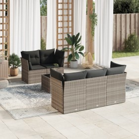 Gartensofagarnitur 6-teilig mit grauen Polstern aus synthetischem Rattan von , Gartensets - Ref: Foro24-3249091, Preis: 478,6...