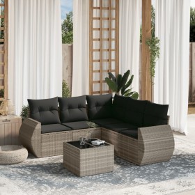 Garden sofa set 6 pieces and gray synthetic rattan cushions by , Garden sets - Ref: Foro24-3253699, Price: 464,99 €, Discount: %