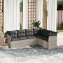 Garden sofa set 6 pieces and gray synthetic rattan cushions by , Garden sets - Ref: Foro24-3249521, Price: 475,06 €, Discount: %