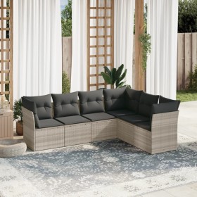 Garden sofa set 6 pieces and gray synthetic rattan cushions by , Garden sets - Ref: Foro24-3249521, Price: 475,53 €, Discount: %