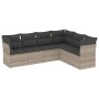 Garden sofa set 6 pieces and gray synthetic rattan cushions by , Garden sets - Ref: Foro24-3249521, Price: 475,06 €, Discount: %