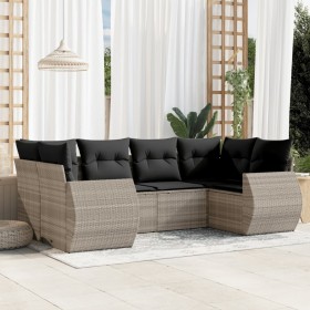 Gartensofagarnitur 6-teilig mit grauen Polstern aus synthetischem Rattan von , Gartensets - Ref: Foro24-3254119, Preis: 500,9...