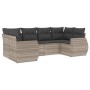 Garden sofa set 6 pieces and gray synthetic rattan cushions by , Garden sets - Ref: Foro24-3254119, Price: 500,02 €, Discount: %