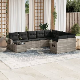 Set sofás jardín 10 pzas con cojines ratán sintético gris claro de , Conjuntos de jardín - Ref: Foro24-3252999, Precio: 745,1...