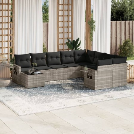 Set of 10-piece garden sofas with light gray synthetic rattan cushions by , Garden sets - Ref: Foro24-3252999, Price: 745,14 ...