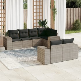 Garden sofa set 7 pieces with light gray PE rattan cushions by , Garden sets - Ref: Foro24-3255149, Price: 603,99 €, Discount: %