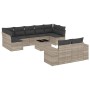 Gartensofa-Set, 10-teilig, mit Kissen, aus hellem grauen Kunststoff-Rattan. von , Gartensets - Ref: Foro24-3255369, Preis: 76...