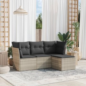 Garden sofa set 4 pieces with gray synthetic rattan cushions by , Garden sets - Ref: Foro24-3249381, Price: 304,77 €, Discoun...