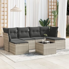 Garden sofa set 7 pieces with light gray PE rattan cushions by , Garden sets - Ref: Foro24-3218022, Price: 457,33 €, Discount: %