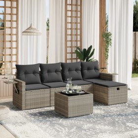 Garden sofa set 6 pieces and gray synthetic rattan cushions by , Garden sets - Ref: Foro24-3263788, Price: 411,13 €, Discount: %