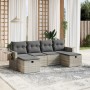 Garden sofa set 6 pieces and gray synthetic rattan cushions by , Garden sets - Ref: Foro24-3263858, Price: 413,81 €, Discount: %