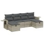 Garden sofa set 6 pieces and gray synthetic rattan cushions by , Garden sets - Ref: Foro24-3263858, Price: 413,81 €, Discount: %