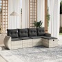 Gartensofa-Set und Kissen, 5-teilig, aus hellem grauem Kunststoff-Rattan. von , Gartensets - Ref: Foro24-3264088, Preis: 384,...