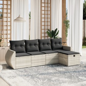 Garden sofa set and cushions 5 pieces light gray synthetic rattan by , Garden sets - Ref: Foro24-3264088, Price: 381,72 €, Di...