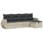 Gartensofa-Set und Kissen, 5-teilig, aus hellem grauem Kunststoff-Rattan. von , Gartensets - Ref: Foro24-3264088, Preis: 384,...