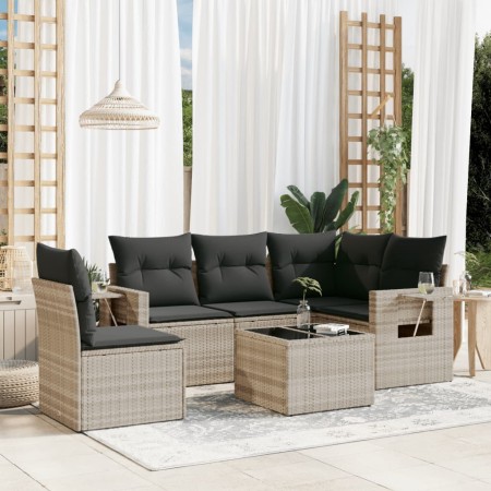 Garden sofa set 6 pieces and gray synthetic rattan cushions by , Garden sets - Ref: Foro24-3252519, Price: 452,15 €, Discount: %