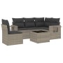 Garden sofa set 6 pieces and gray synthetic rattan cushions by , Garden sets - Ref: Foro24-3252519, Price: 452,15 €, Discount: %