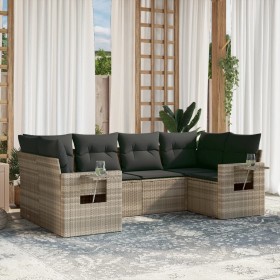 Garden sofa set 6 pieces and gray synthetic rattan cushions by , Garden sets - Ref: Foro24-3252919, Price: 487,79 €, Discount: %