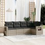 Gartensofa-Set und Kissen, 5-teilig, aus hellem grauem Kunststoff-Rattan. von , Gartensets - Ref: Foro24-3252469, Preis: 398,...