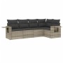 Gartensofa-Set und Kissen, 5-teilig, aus hellem grauem Kunststoff-Rattan. von , Gartensets - Ref: Foro24-3252469, Preis: 398,...