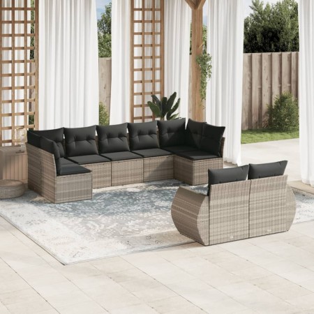 Garden furniture set 9 pieces and light gray synthetic rattan cushions by , Garden sets - Ref: Foro24-3254159, Price: 707,85 ...