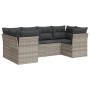 Garden sofa set 6 pieces and gray synthetic rattan cushions by , Garden sets - Ref: Foro24-3218112, Price: 472,84 €, Discount: %