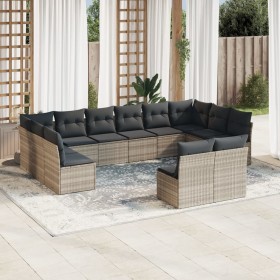 Garden sofa set 12 pieces and gray synthetic rattan cushions by , Garden sets - Ref: Foro24-3250211, Price: 861,99 €, Discoun...